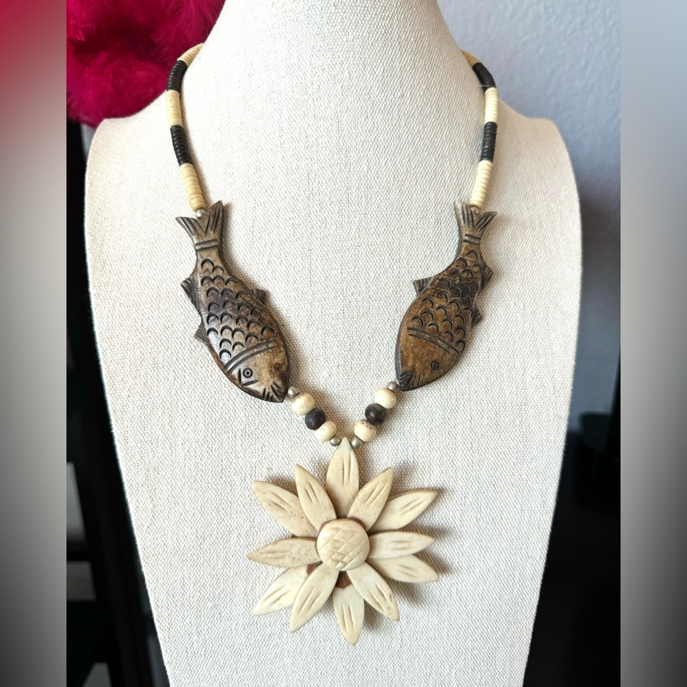 Artisan Nepal Fish and Flower Necklace